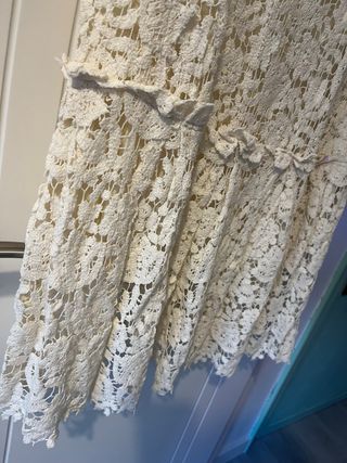 Vestido Purificación García beige crochet