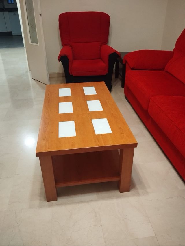 Conjunto de Mesa centro madera con 4 sillas y mes