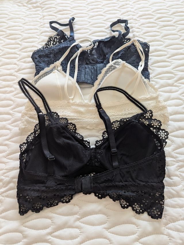 3 Sujetadores encaje H&M talla XS