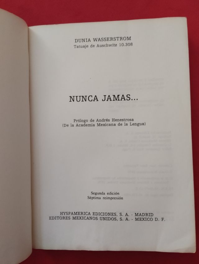 NUNCA JAMÁS..... DUNIA WASSERSTROM 