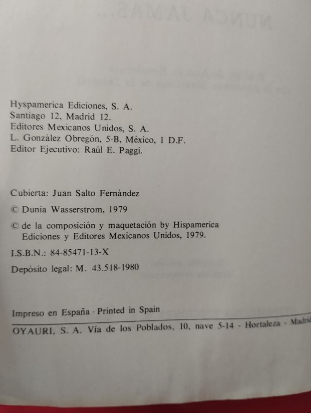 NUNCA JAMÁS..... DUNIA WASSERSTROM 