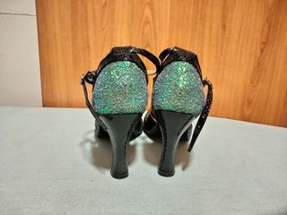 Zapatos baile salón negros y verde agua