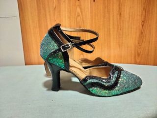 Zapatos baile salón negros y verde agua