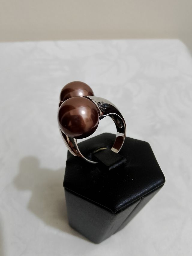 Anello di argento con due perle nuovo!!