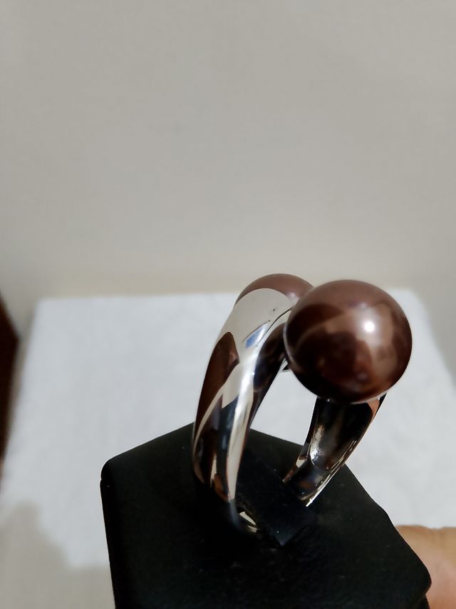Anello di argento con due perle nuovo!!