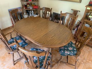 Mesa redonda + 6 sillas estilo western
