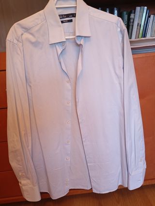 Camisa beige hombre manga larga