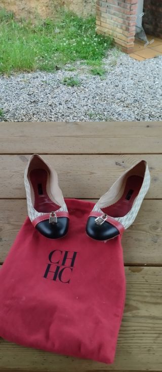 Manoletinas Carolina Herrera 40 - Beige/Negro