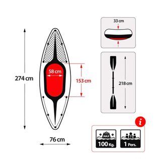 KAYAK HINCHABLE CHALLENGER K1 INTEX 274x76x33CM