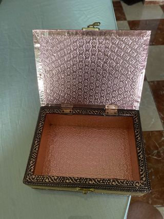 Caja joyero vintage marrón dorado