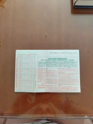 Resguardo de Lotería de PRIMITIVA del 1990.