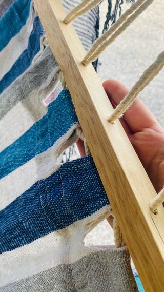 Hamaca azul y gris - Tela y madera