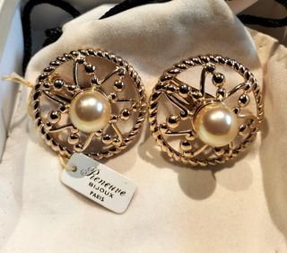 Pendientes antiguos Prenevue Bijoux chapado en oro