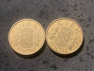 2 Monedas cien 100 Pesetas Juan Carlos I (1983)