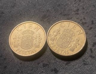 2 Monedas cien 100 Pesetas Juan Carlos I (1983)
