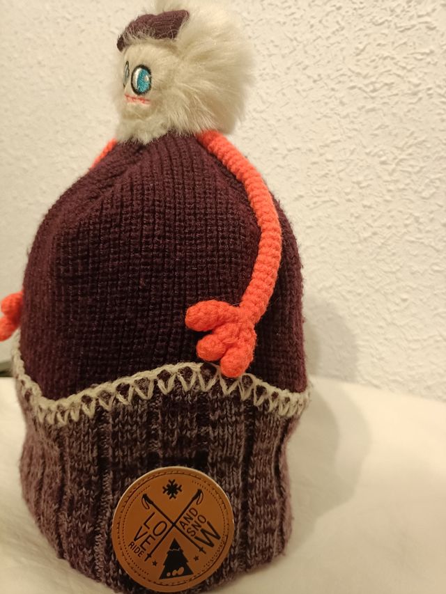 Gorro niña  granate y naranja