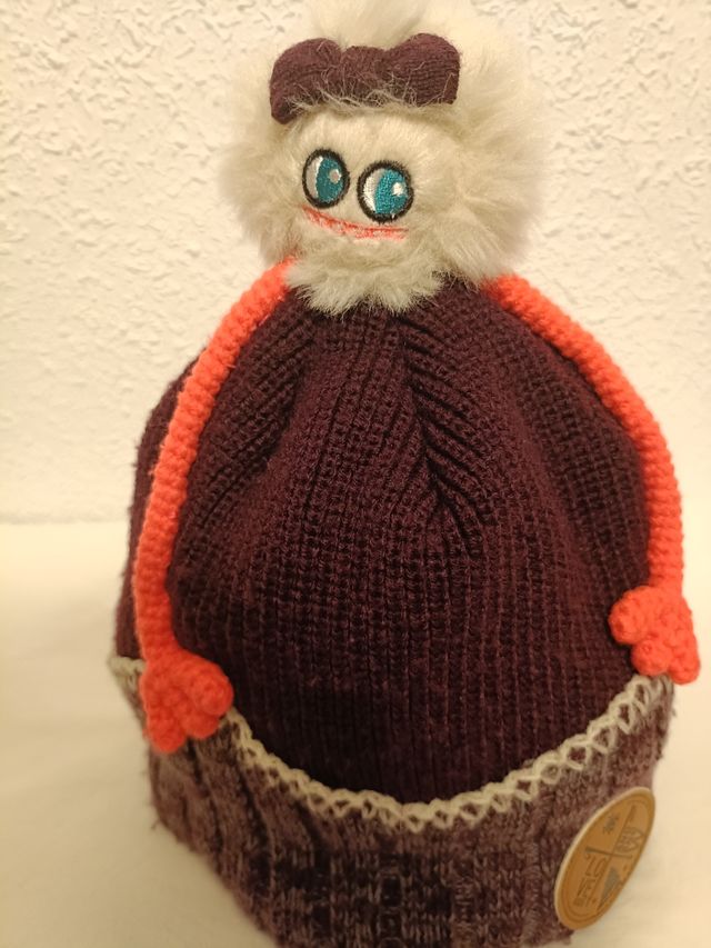 Gorro niña  granate y naranja