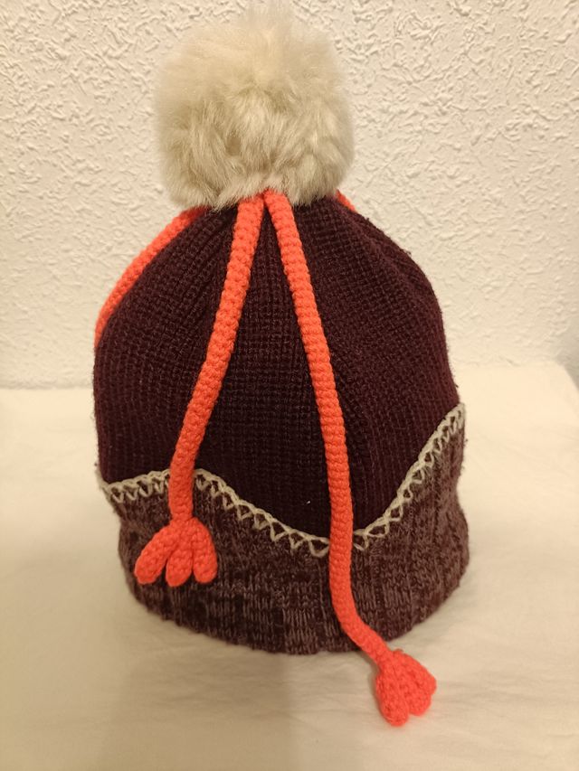 Gorro niña  granate y naranja