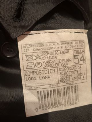 Traje Negro Caballero pantalón largo 96cm