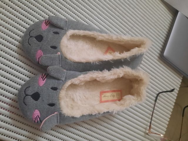 Pantuflas gato - grises