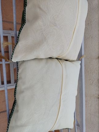 2 Cojines decorativos verde y beige