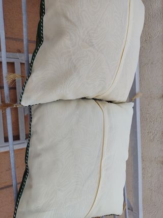 2 Cojines decorativos verde y beige