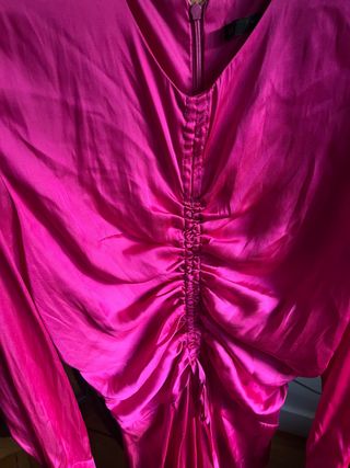 SFERA vestido fucsia raso frunce M