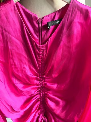SFERA vestido fucsia raso frunce M
