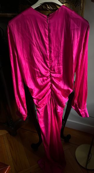 SFERA vestido fucsia raso frunce M