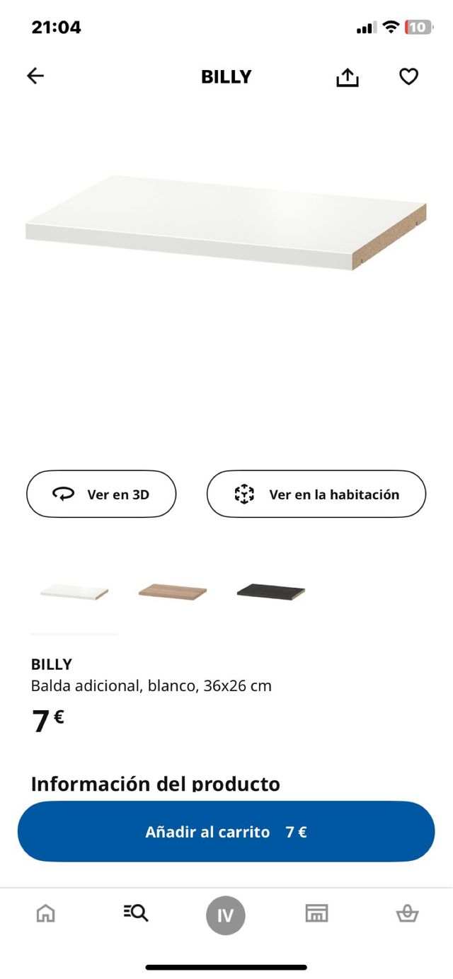 2 Baldas IKEA Billy 36x26cm Blancas