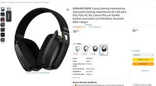 ¡¡-45%!! - BINNUNE BW06 Cascos Gaming Inalámbricos