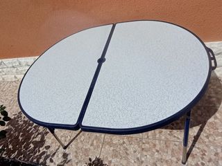 Mesa plegable Crespo - Plegable, Azul y Blanca