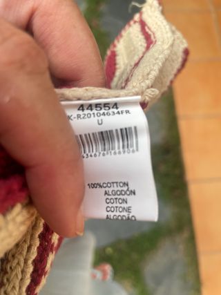 Chaqueta rayas beige-rojo algodón