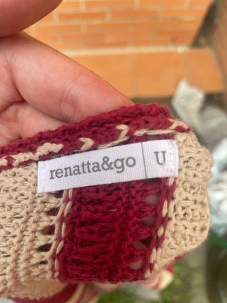 Chaqueta rayas beige-rojo algodón