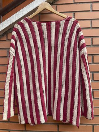 Chaqueta rayas beige-rojo algodón