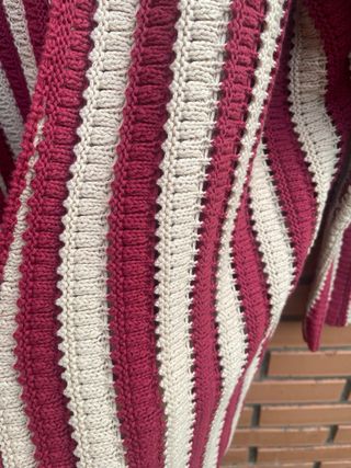 Chaqueta rayas beige-rojo algodón