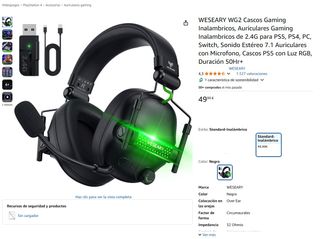 ¡¡-60%!! - WESEARY WG2 Cascos Gaming Inalámbricos