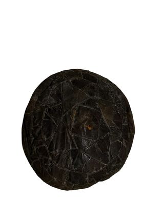 Pouf in pelle marrone scuro