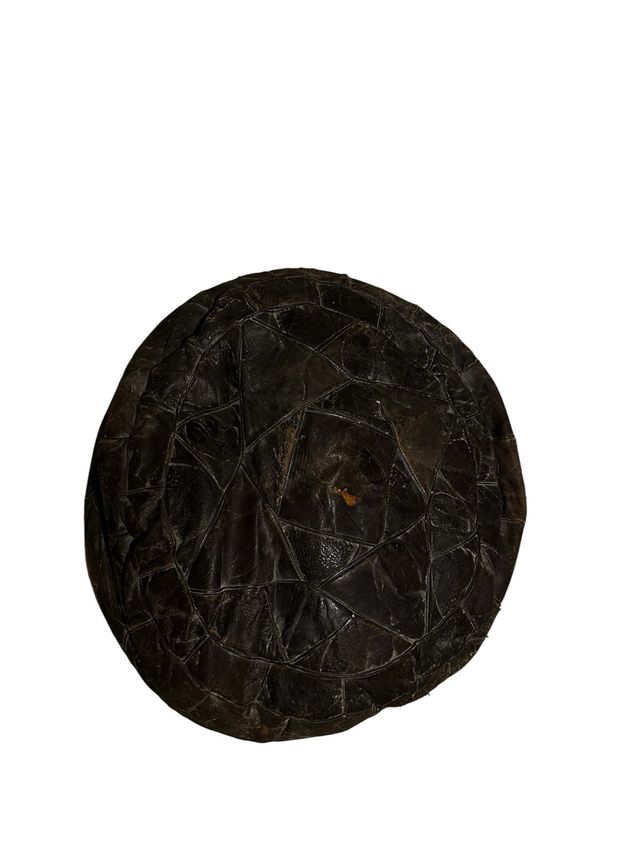 Pouf in pelle marrone scuro