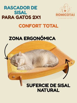 Rascador Sisal Gato 2x1 - Cama Rascador Gatos