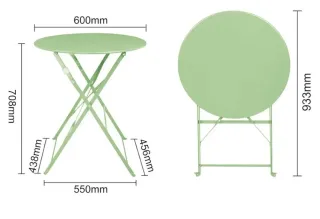 Mesa plegable para terraza de color verde menta