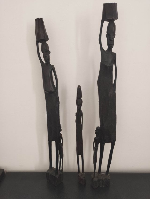 3 Statuette Legno Africa - Artigianato