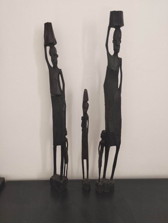3 Statuette Legno Africa - Artigianato
