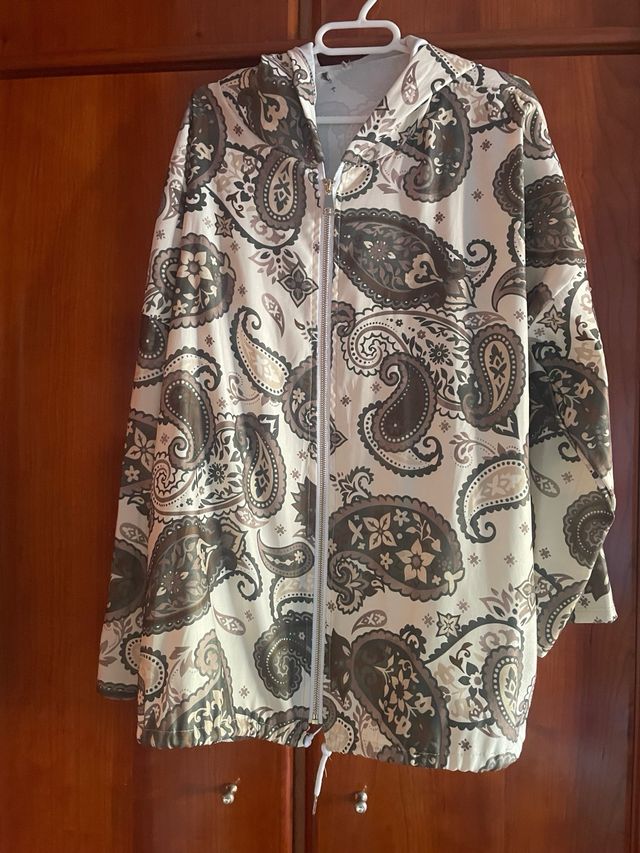 Chaqueta fina estampada- beige, marrón