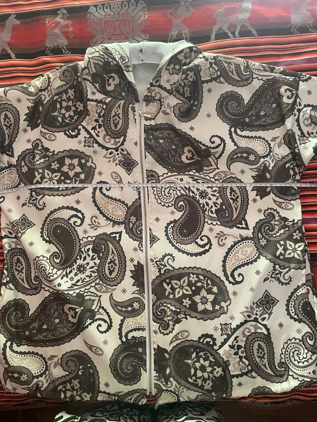 Chaqueta fina estampada- beige, marrón