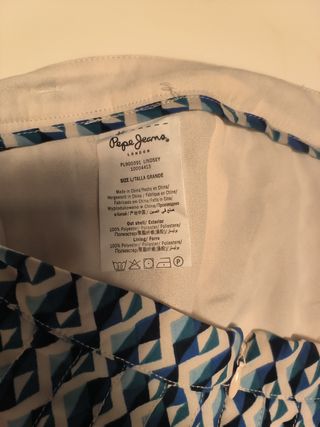 Falda plisada PEPE JEANS azul y blanca