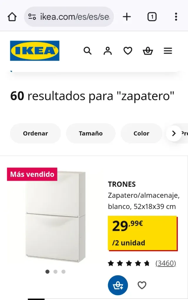 Zapatero o almacenaje multiusos Ikea rojo.