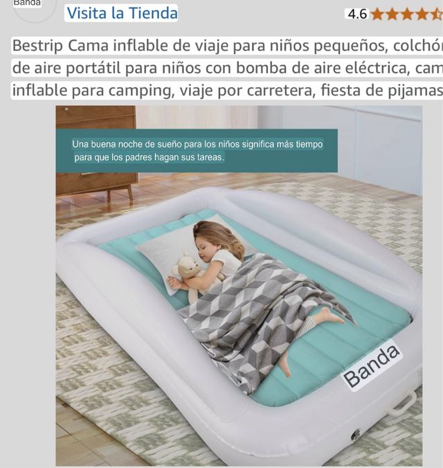 Cama+Colchón niños inflable de viaje + Compresor