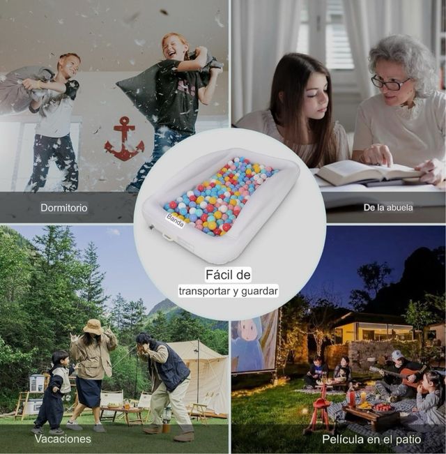 Cama+Colchón niños inflable de viaje + Compresor