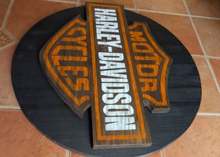 Cartel Harley-Davidson madera